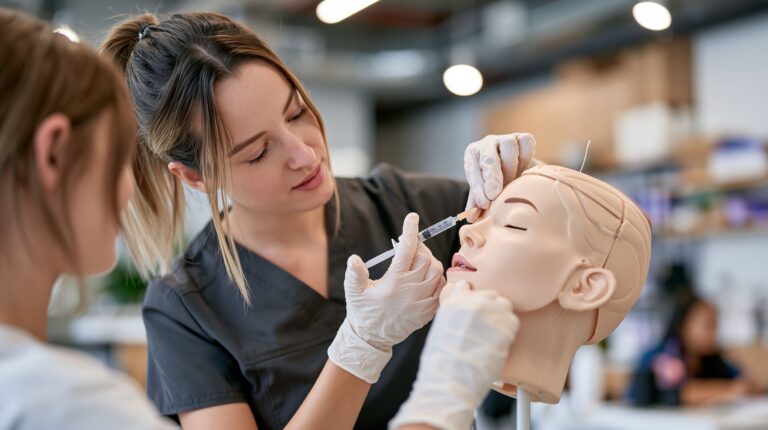 über uns Unterspritzung am Übungsmodell im Einzelunterricht der Medizinfachschule für Ästhetik Contour Lines bei Darmstadt
